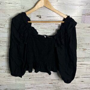 Zara black crop top blouse top size small NWT